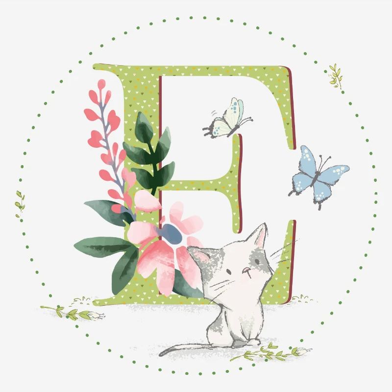 Anfangsbuchstabe E mit Katze