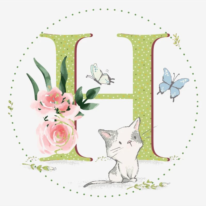 Lettre initiale A avec chat