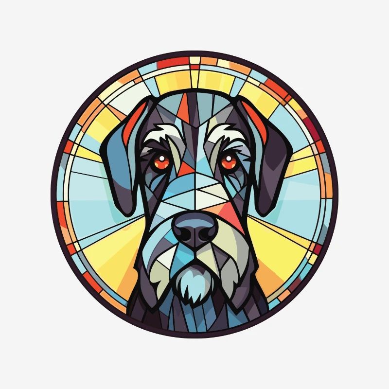 Illustration à l’aquarelle de race de chien Schnauzer géant