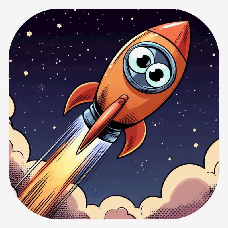 Comic Rocket with Eyes