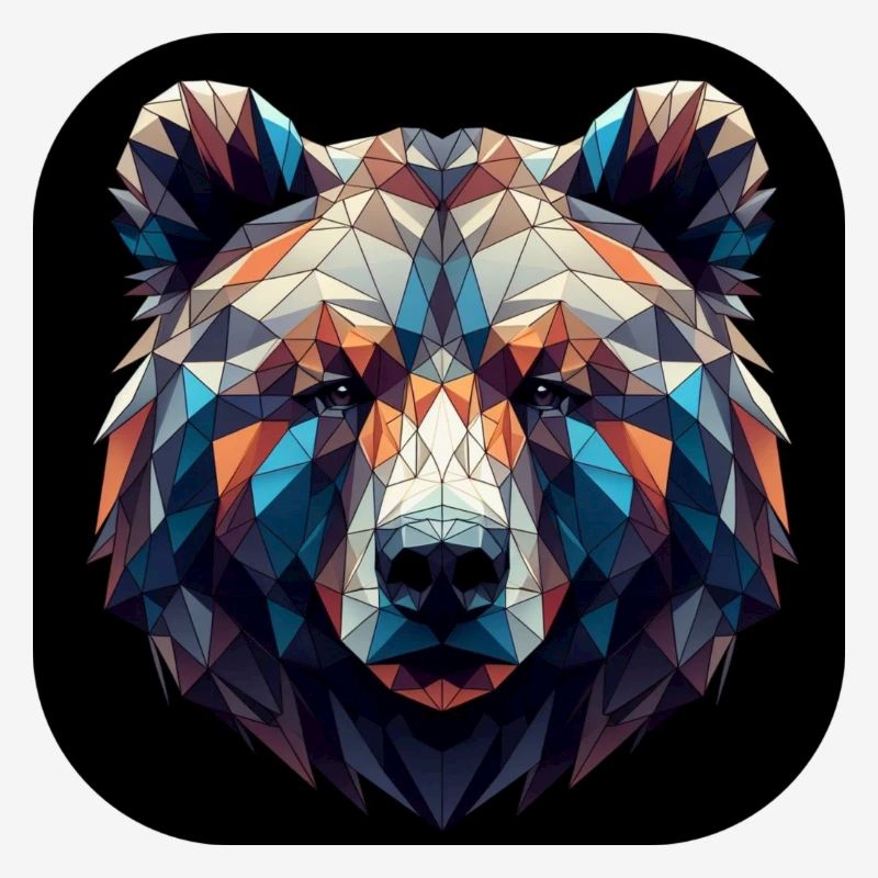 Bear Head Polygon Multicolored