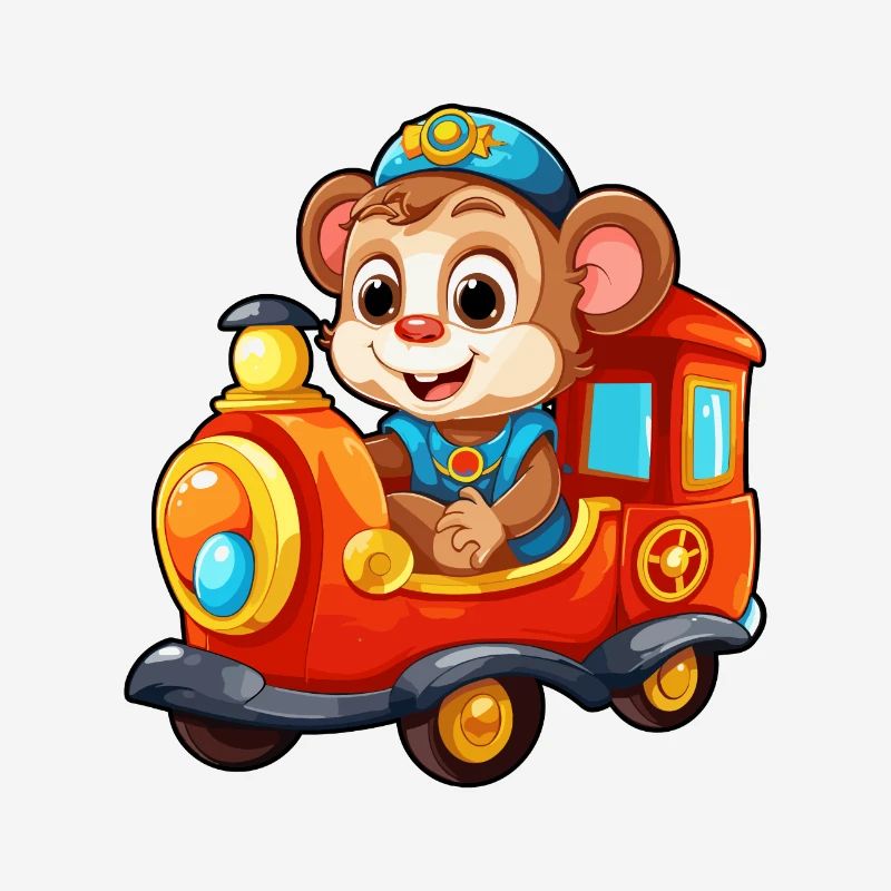 Monkey Railroad Chimpanzee Monkey Rides Railroad