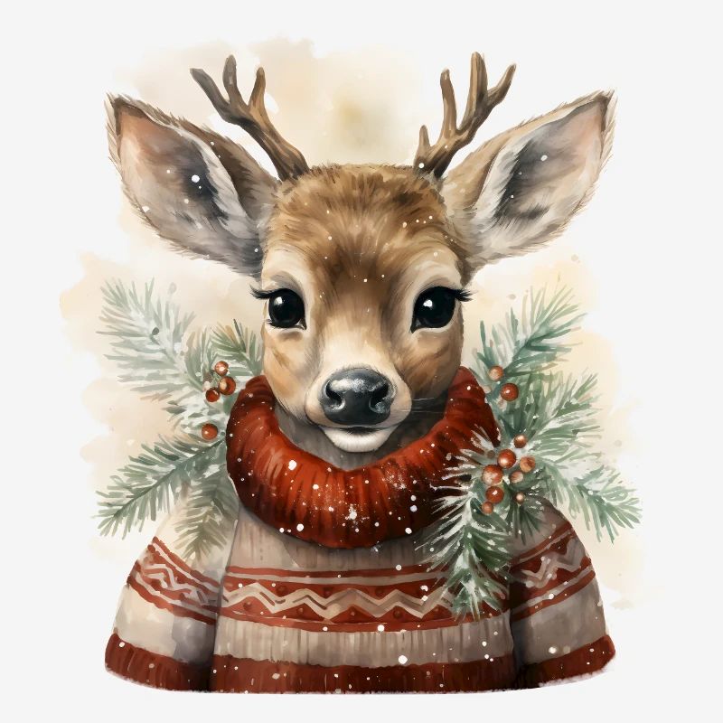 Hirsch im Winterpullover