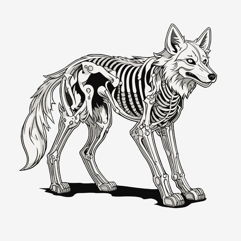 Wolf Skeleton Illustration