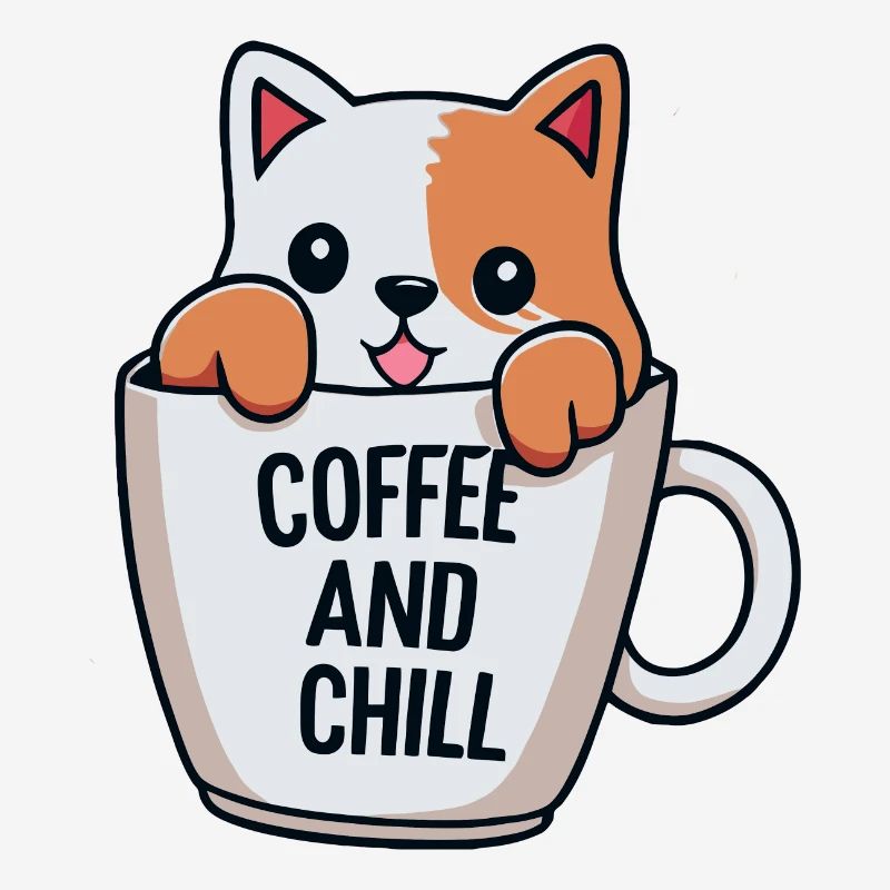 chat mignon dans la conception d’une tasse à café