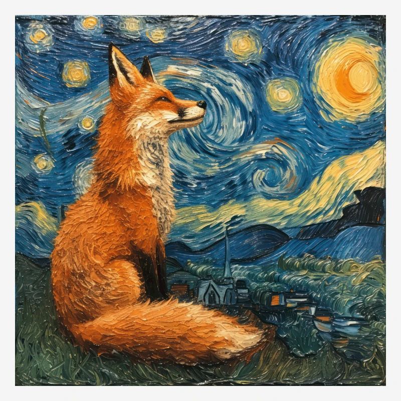 fuchs, füchse, van gogh, sternennacht