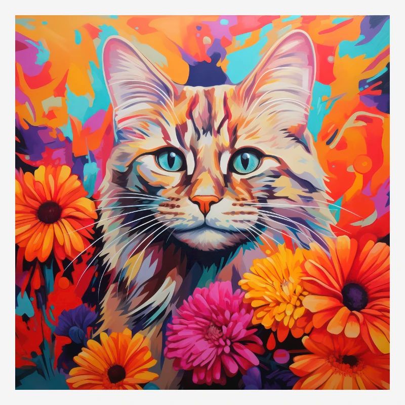 chat, motif de chat, fleurs, cadeau, idée cadeau