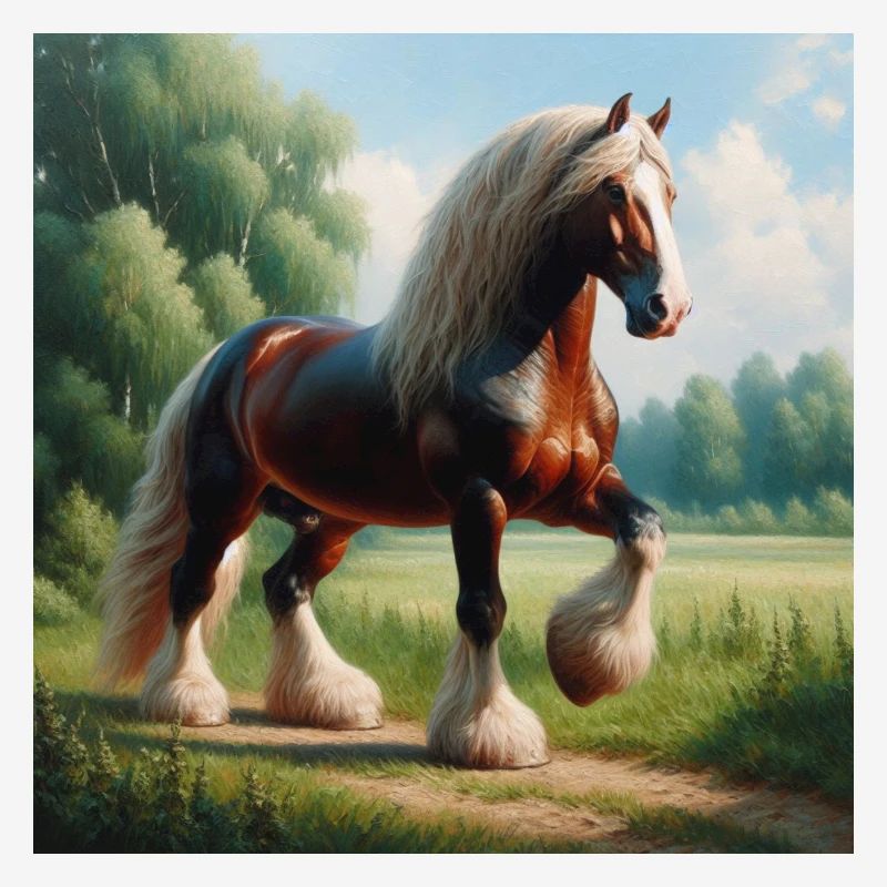 Aquarelle Cheval Percheron