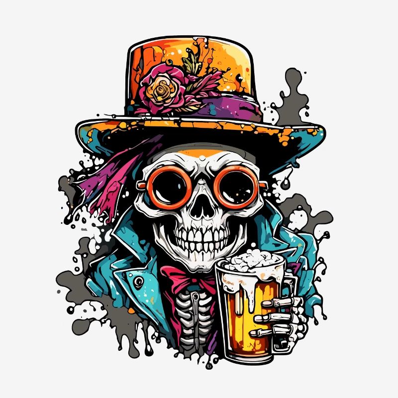 Skull / Skull / Skeleton / Gothic / Beer
