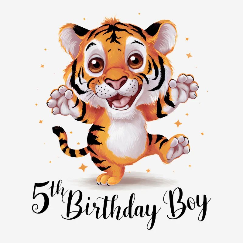 Cute Tiger 5th Birthday Gift Cute Animals