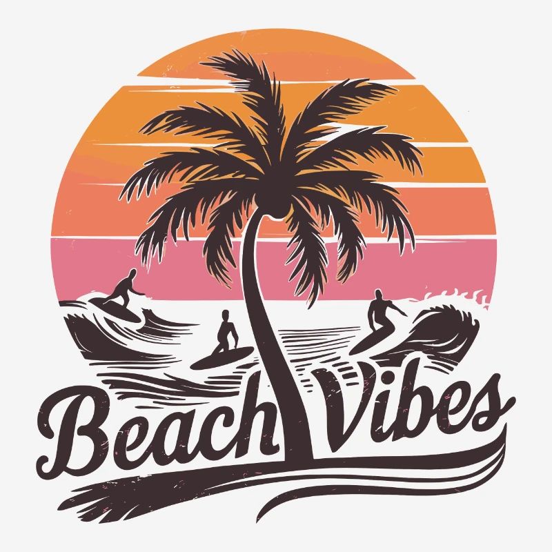 Beach Vibes Retro Surfer Palm Beach Vacation
