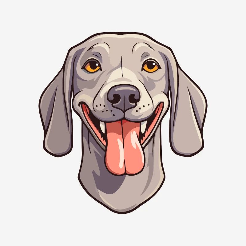 Braque de Weimar race de chien aquarelle dessin animé kawaii cli
