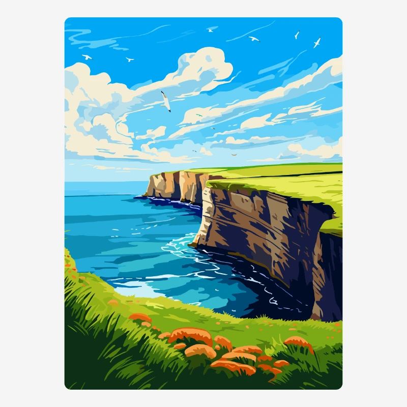 Bempton Cliffs Angleterre Royaume-Uni Affiche de voyage vintage