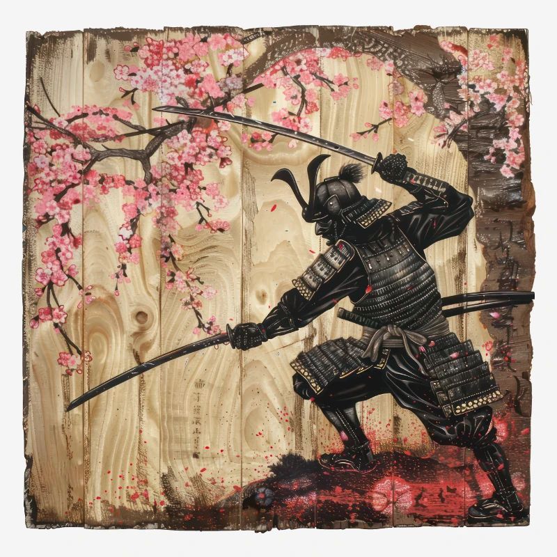 Japanisch, Samurai, Kirschblüte, Kunst, Ukiyo-E