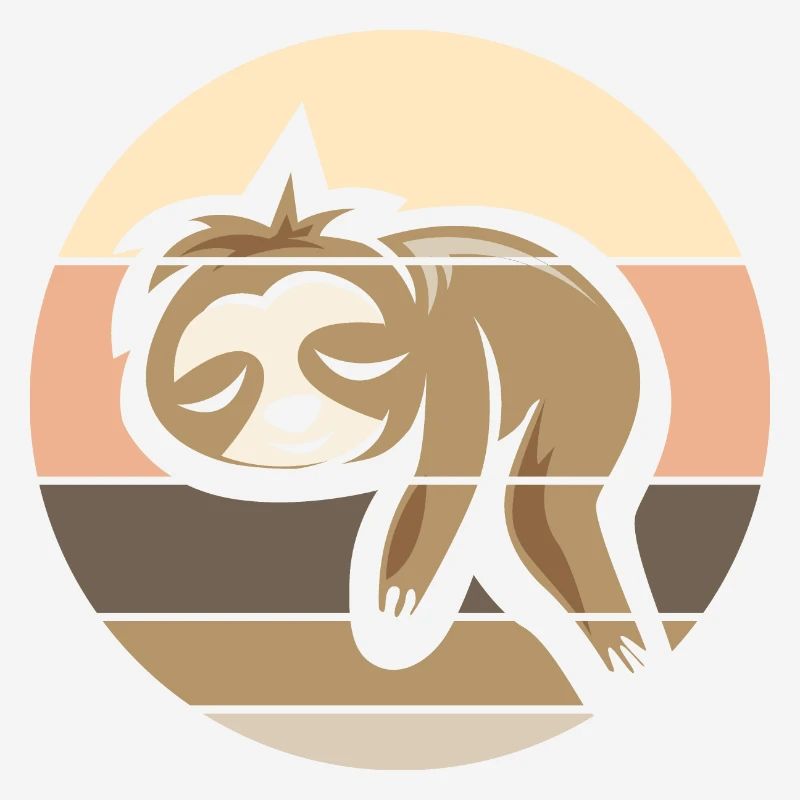 retro sloth comic icon sunset logo