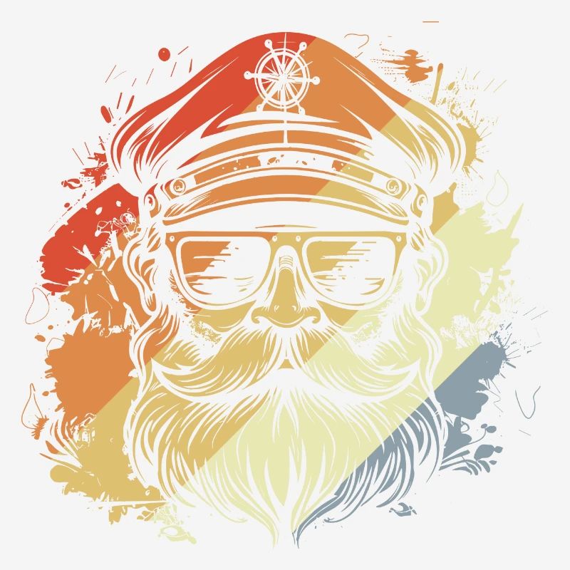 Retro Sailing Captain Drawing