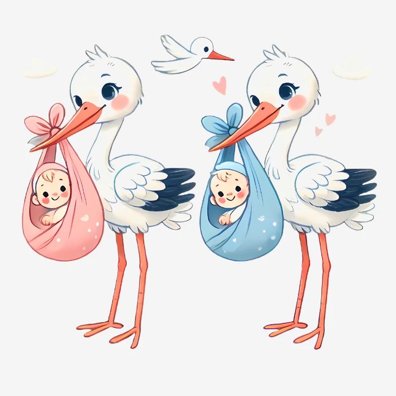 Rosa oder Blauer Storch Baby Überraschung