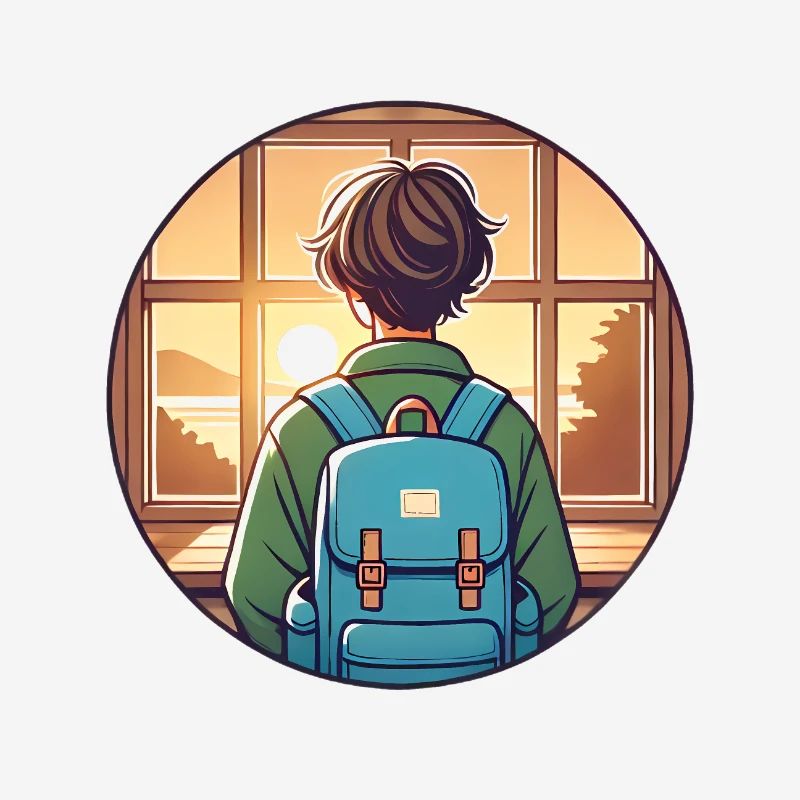 Sunset Student with Backpack Badge