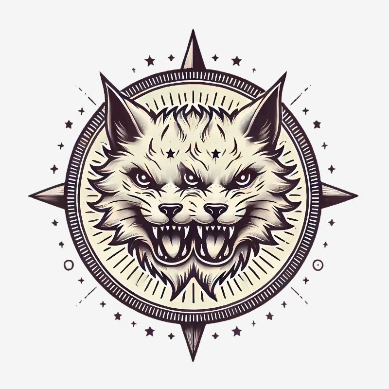 DoubleHeaded Gothic Cat Emblem