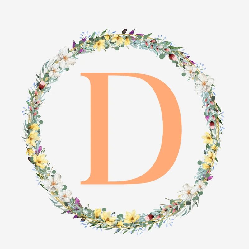D Monogram, Couronne de fleurs, Personnalisable
