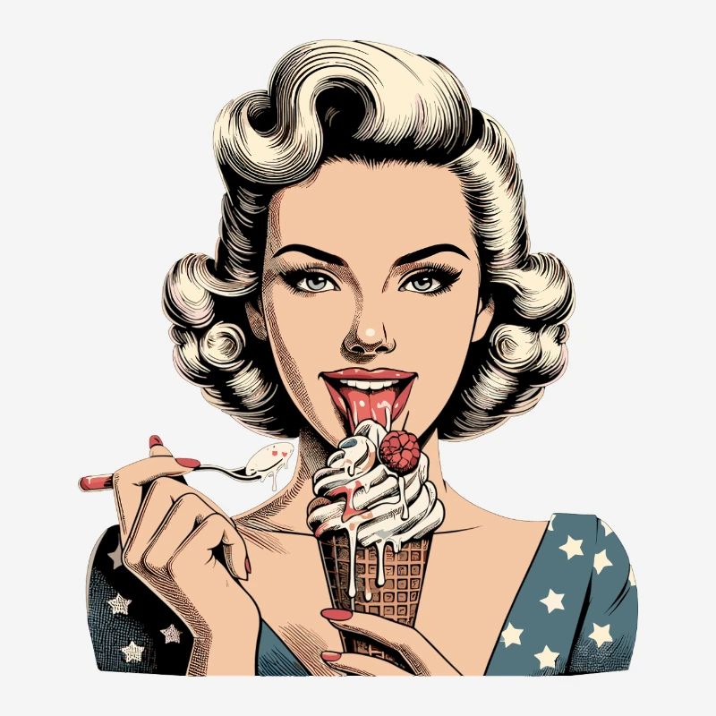 Pin Up Retro Rockabilly Eiscreme Softeis Geschenk