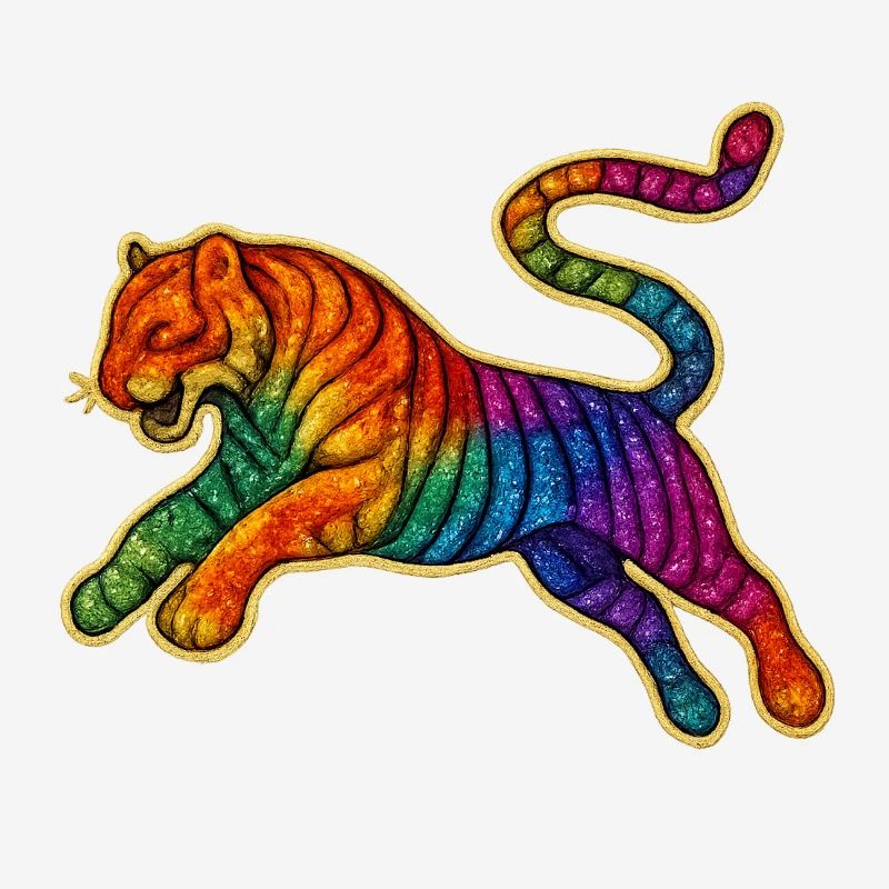 Regenbogen Tiger Patch Design