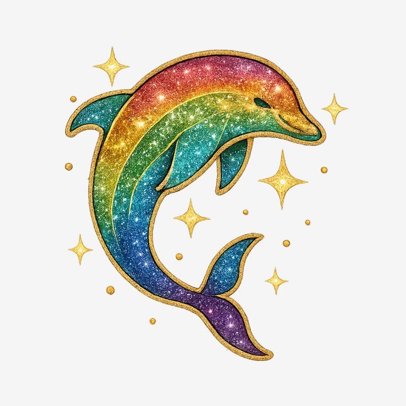 Rainbow Dolphin Star Glitter