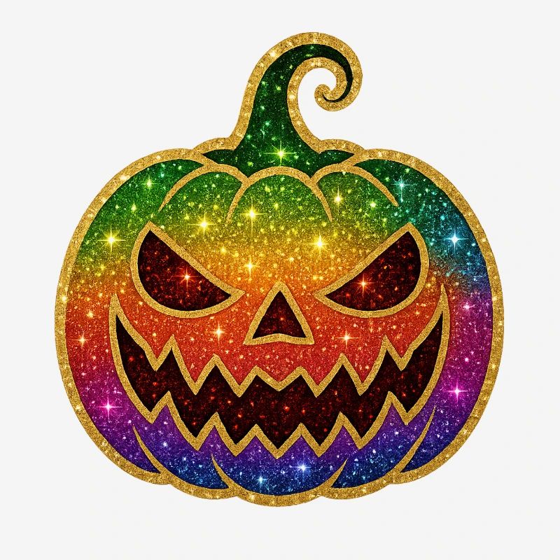Rainbow Glitter Pumpkin Halloween