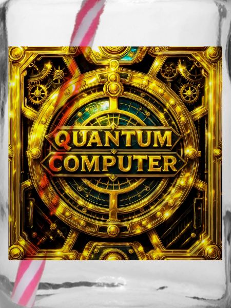 Goldenes Quantencomputer-Emblem