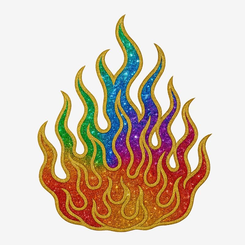 Rainbow Fire Glitter Flame