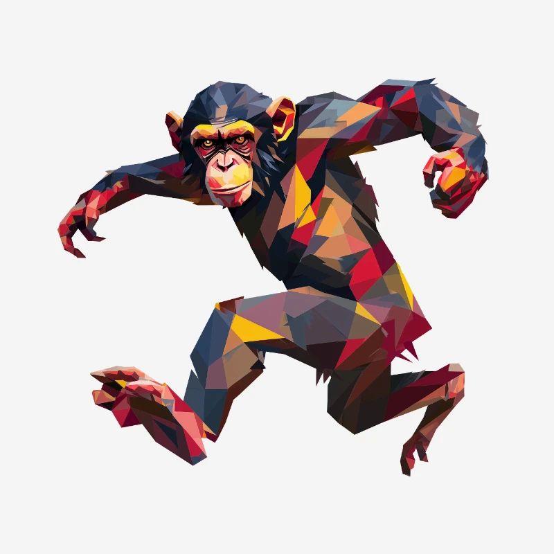 Conception de logo Low Poly Chimpanzee Sprint