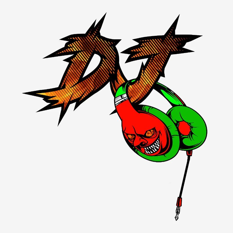 Neon Devil mit Kopfhörer DJ