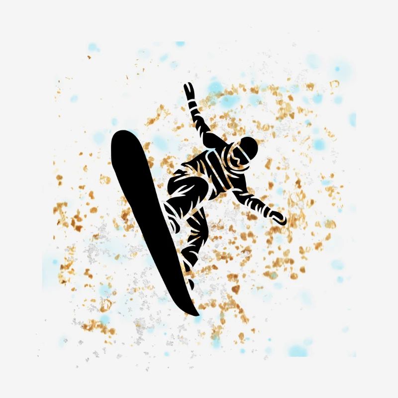 Snowboarder Éclaboussé Bleu Beige