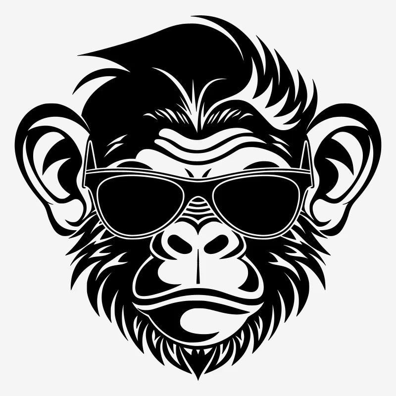 Cool Monkey Head with Sunglasses