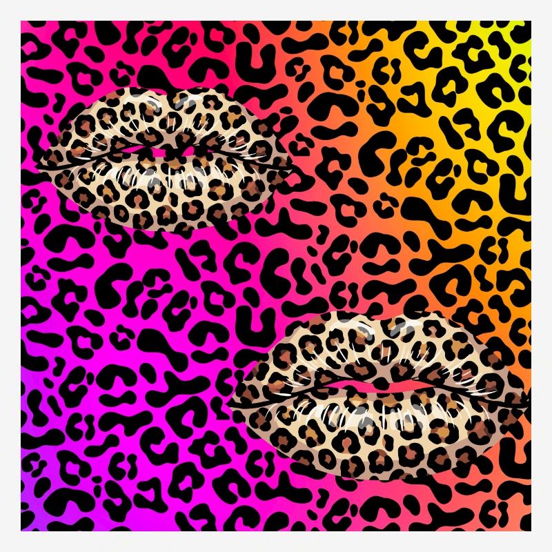 Leopard Lips on Neon Gradient