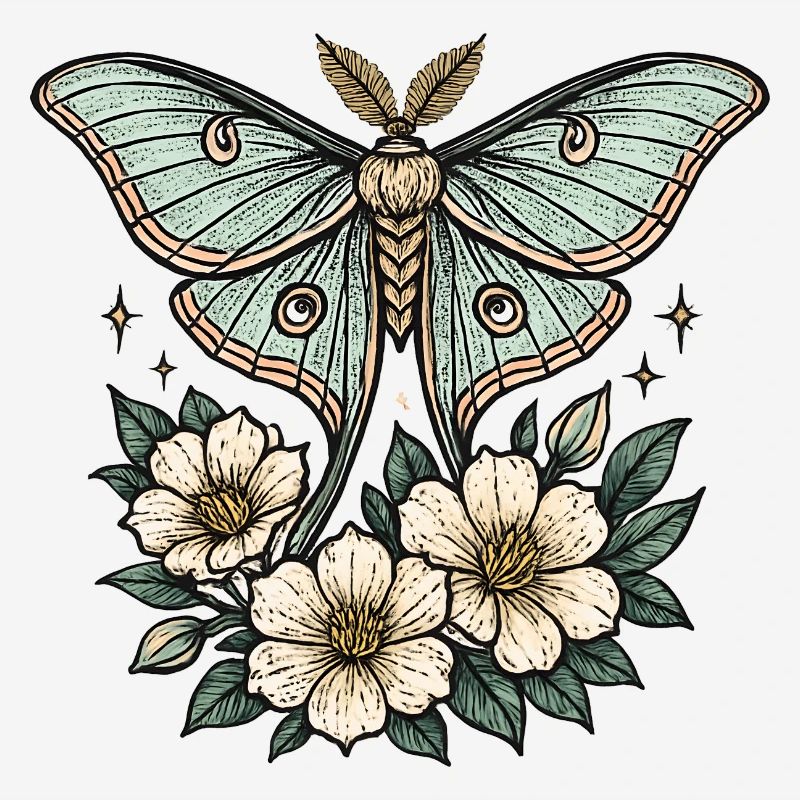 Papillon turquoise avec des fleurs