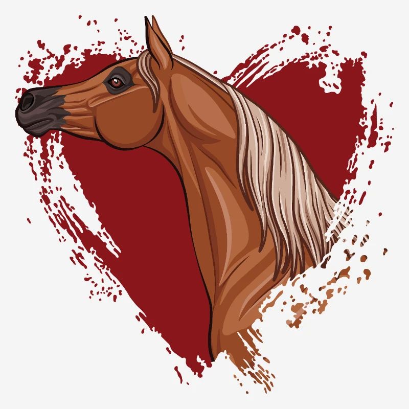 Der Kopf eines arabischen Pferdes und ein rotes Herz