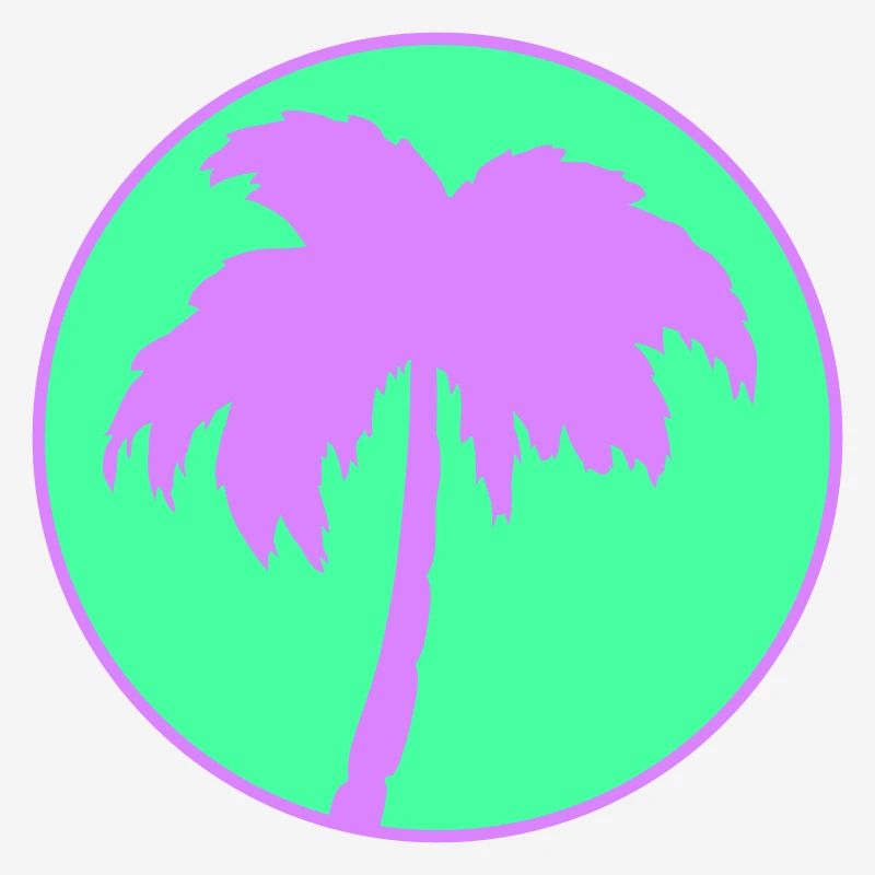 Neon Palm Tree Circle Silhouette