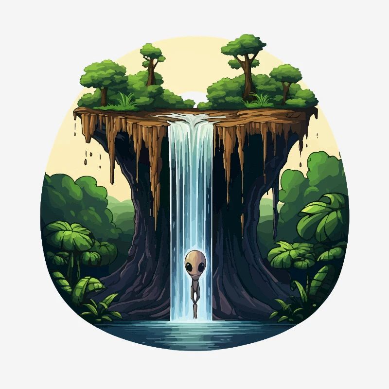 Extraterrestre à la cascade dans la jungle