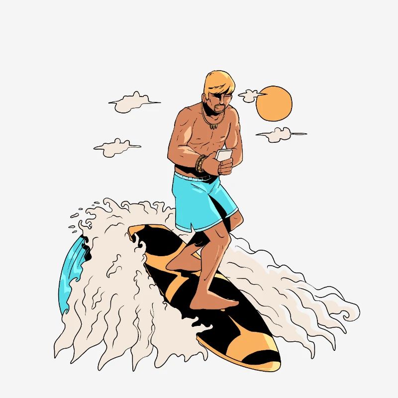Surfeur et smartphone