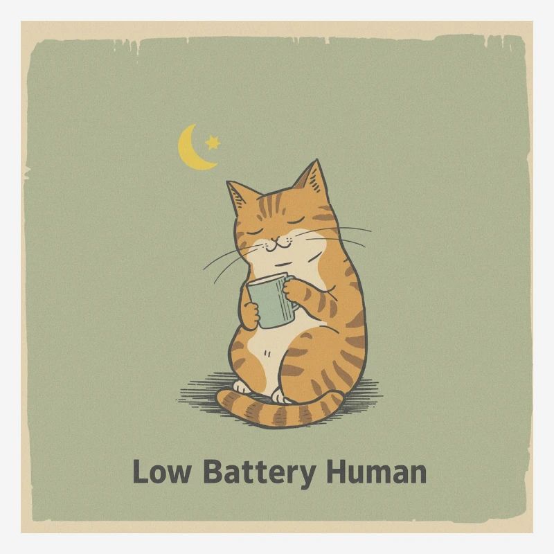 Low Battery Cat Tee