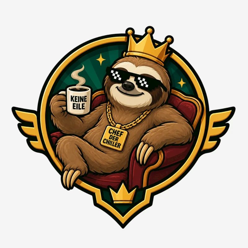 Königlicher Chiller-Sloth mit Kaffee