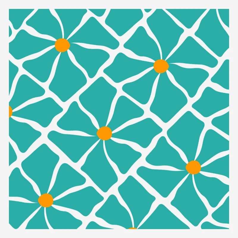 Turquoise Blossoms Mosaic Pattern