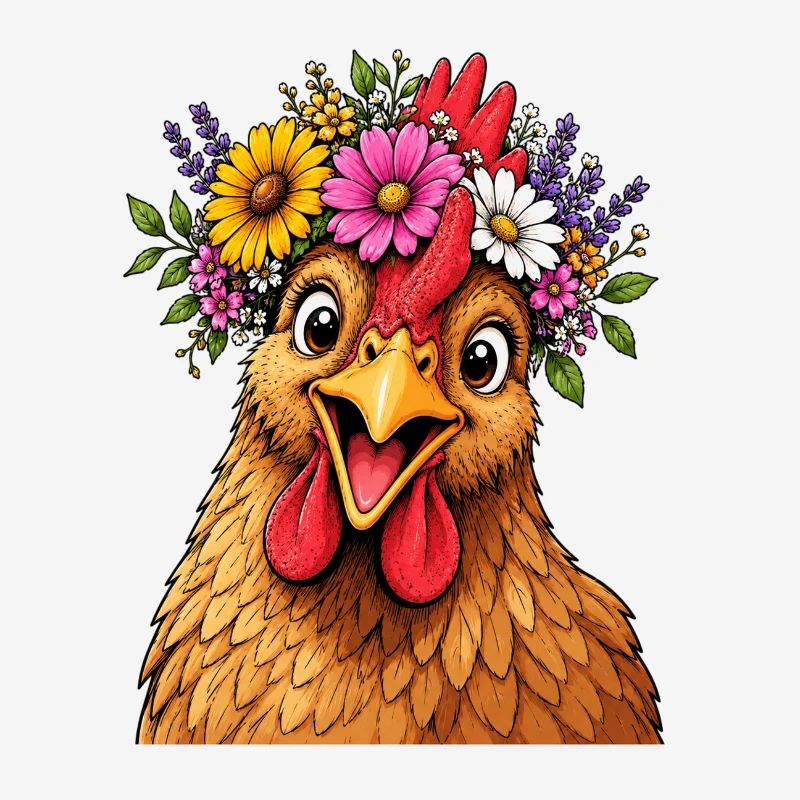 Poulet décoré de fleurs