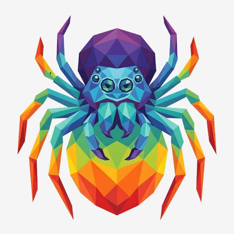 Vibrant Geometric Jumping Spider Pop Art