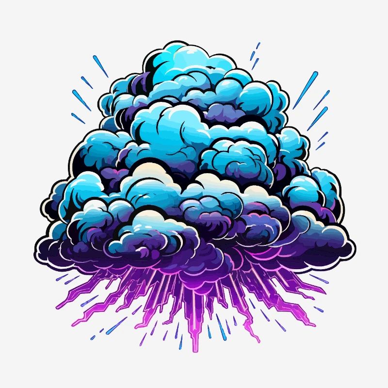 Blue Cloud Pop Explosion de néon