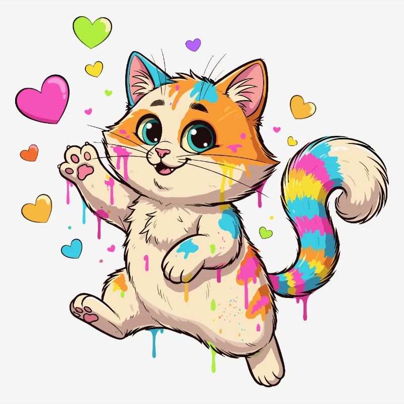 Bunte Farbklecks Katze