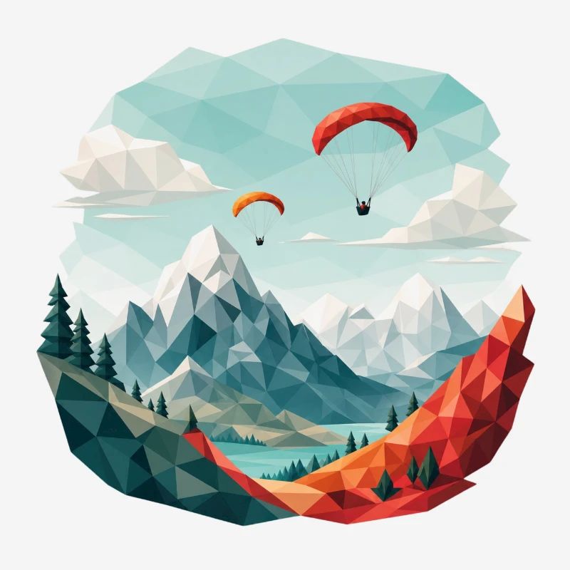 Paragliding Berglandschaft Polygonkunst