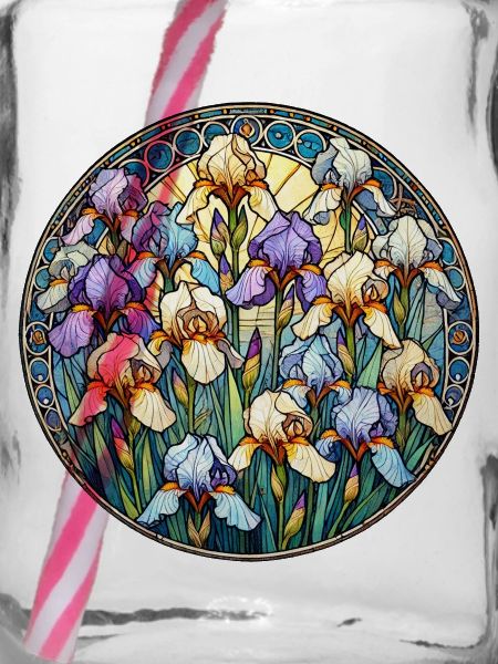 Iris-Buntglas-Kreis