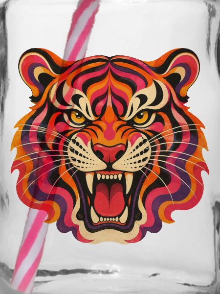 Psychedelischer Tigerkopf